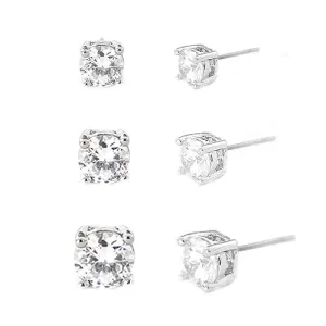 SILVER-CLEAR EARRINGS  #E8655_S(SZ6-7-8)SIL