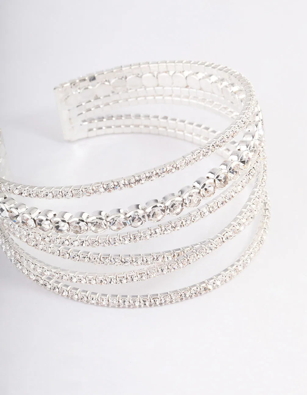 Silver Criss Cross Cupchain Wrist Cuff