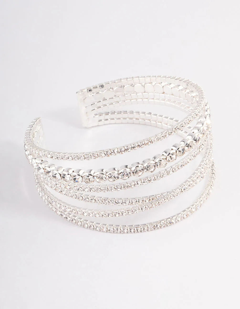 Silver Criss Cross Cupchain Wrist Cuff