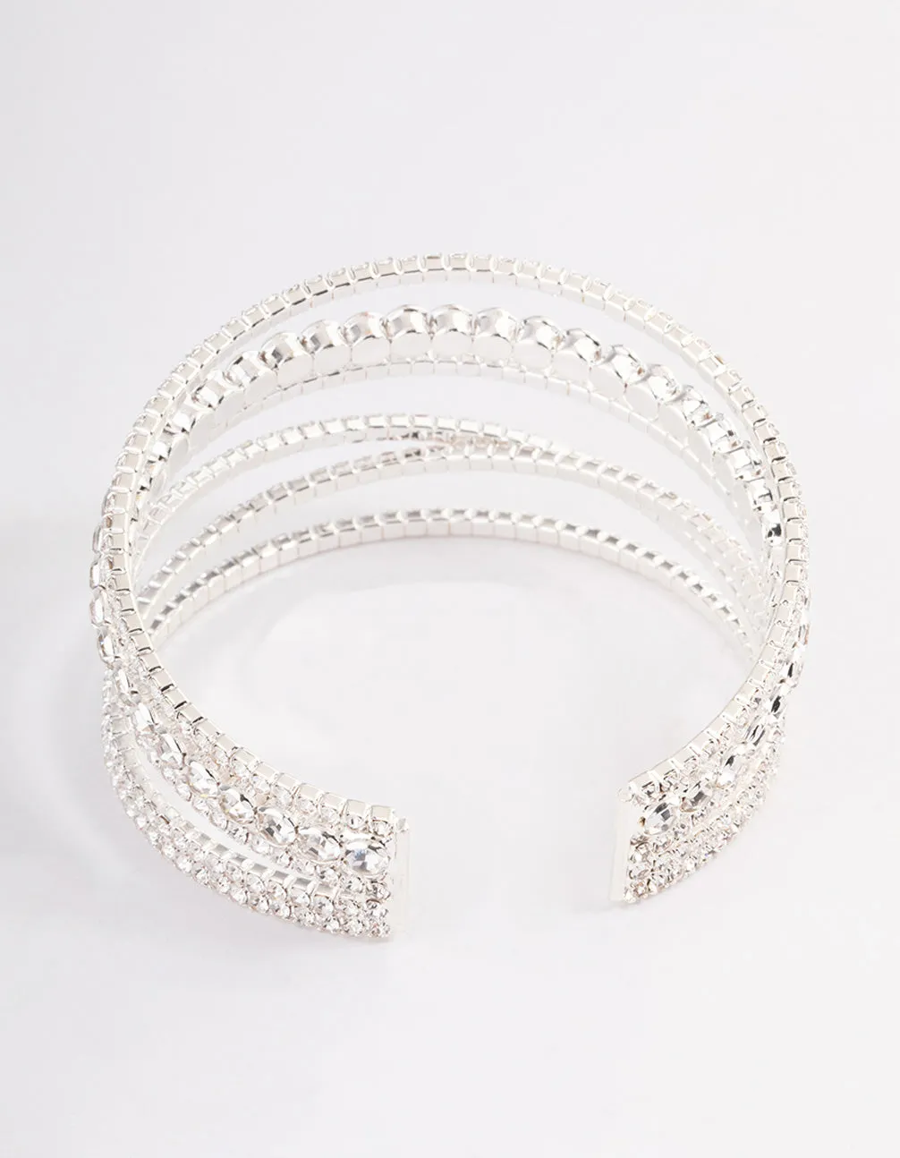 Silver Criss Cross Cupchain Wrist Cuff