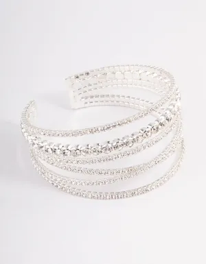 Silver Criss Cross Cupchain Wrist Cuff