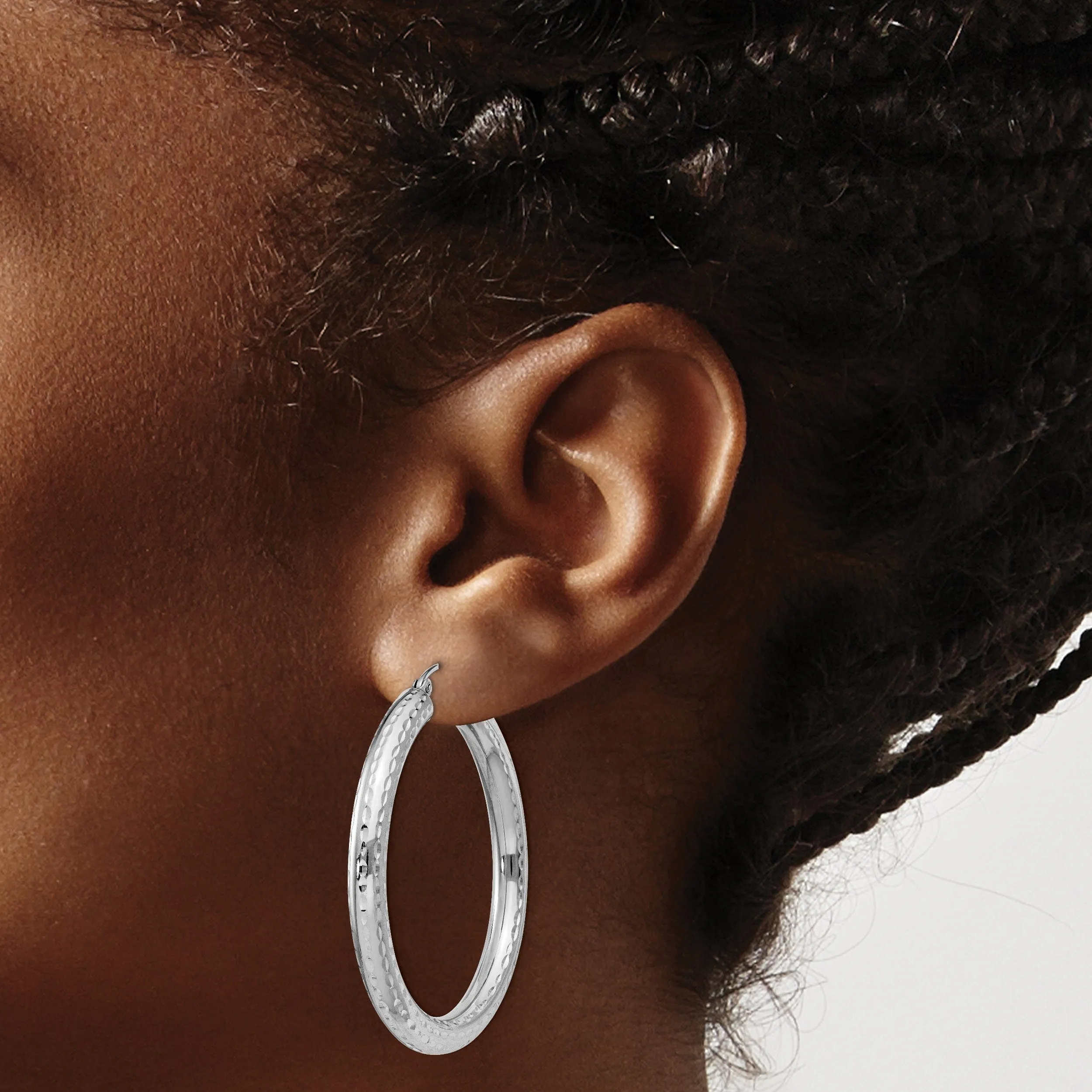 Silver D.C Hollow Hoop Hinged Back Earrings