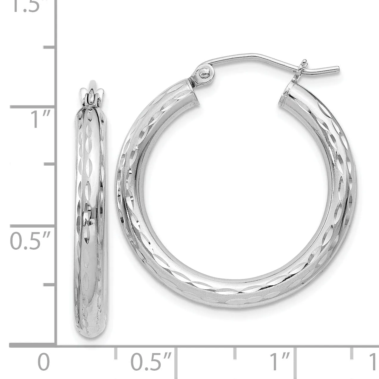 Silver D.C Hollow Hoop Hinged Back Earrings