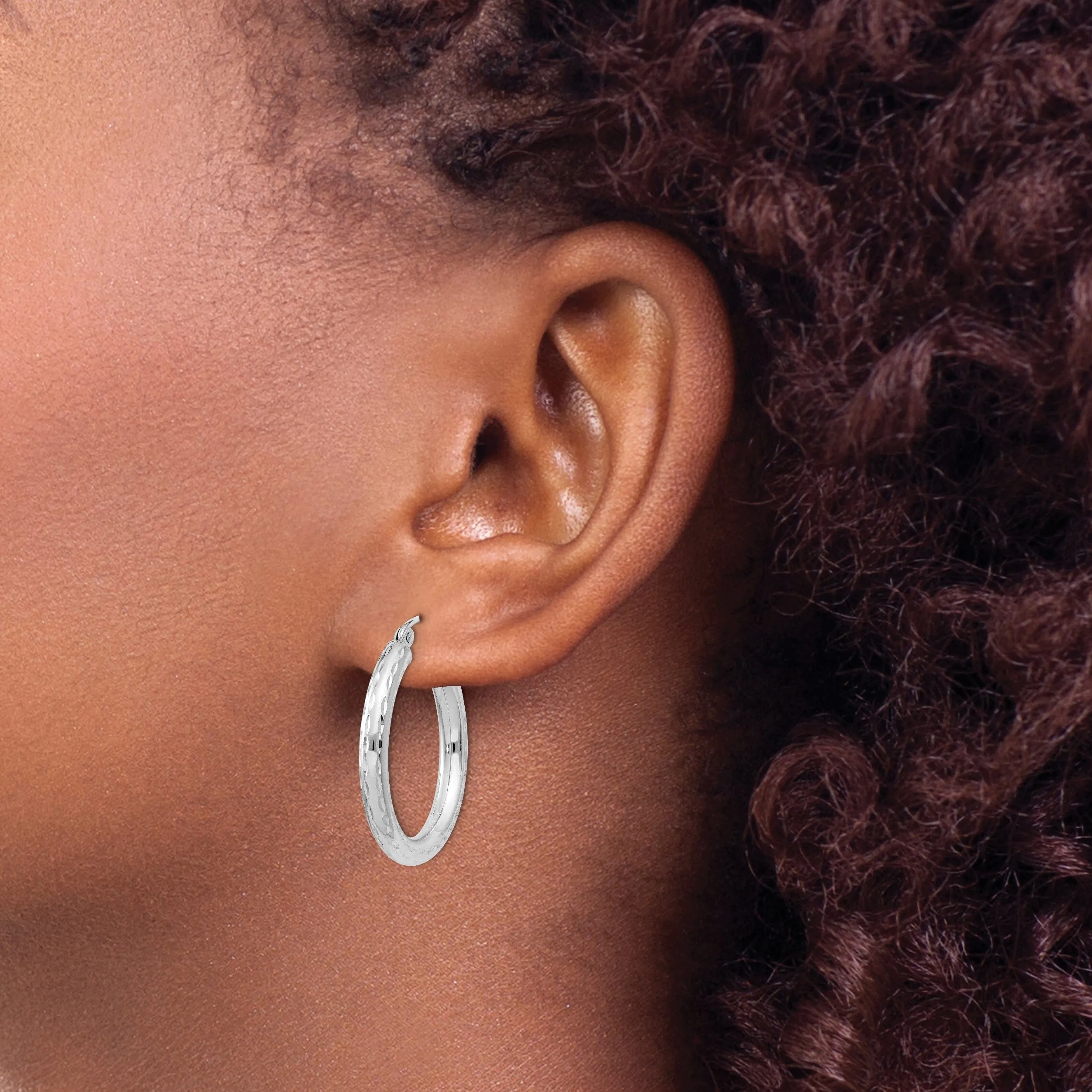 Silver D.C Hollow Hoop Hinged Back Earrings