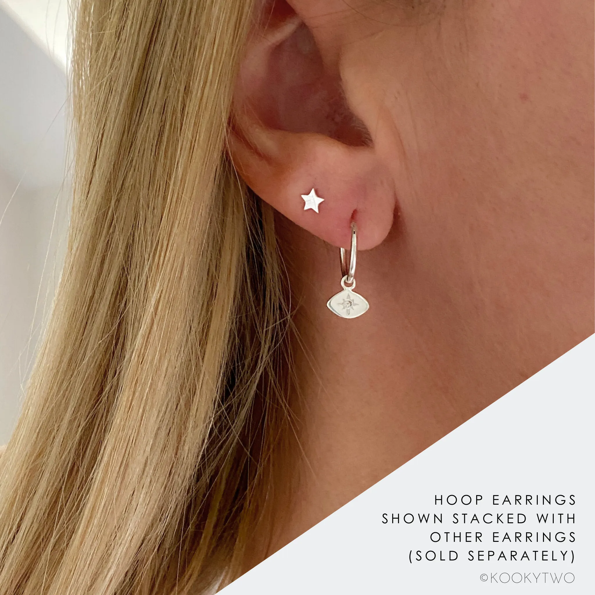 Silver Hanging Diamanté Star Mini Hoop Earrings