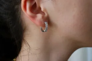 Silver Hoop CZ  Earrings ,Gold Filled Diamond Minimalist Jewelry, Birthday Gift.