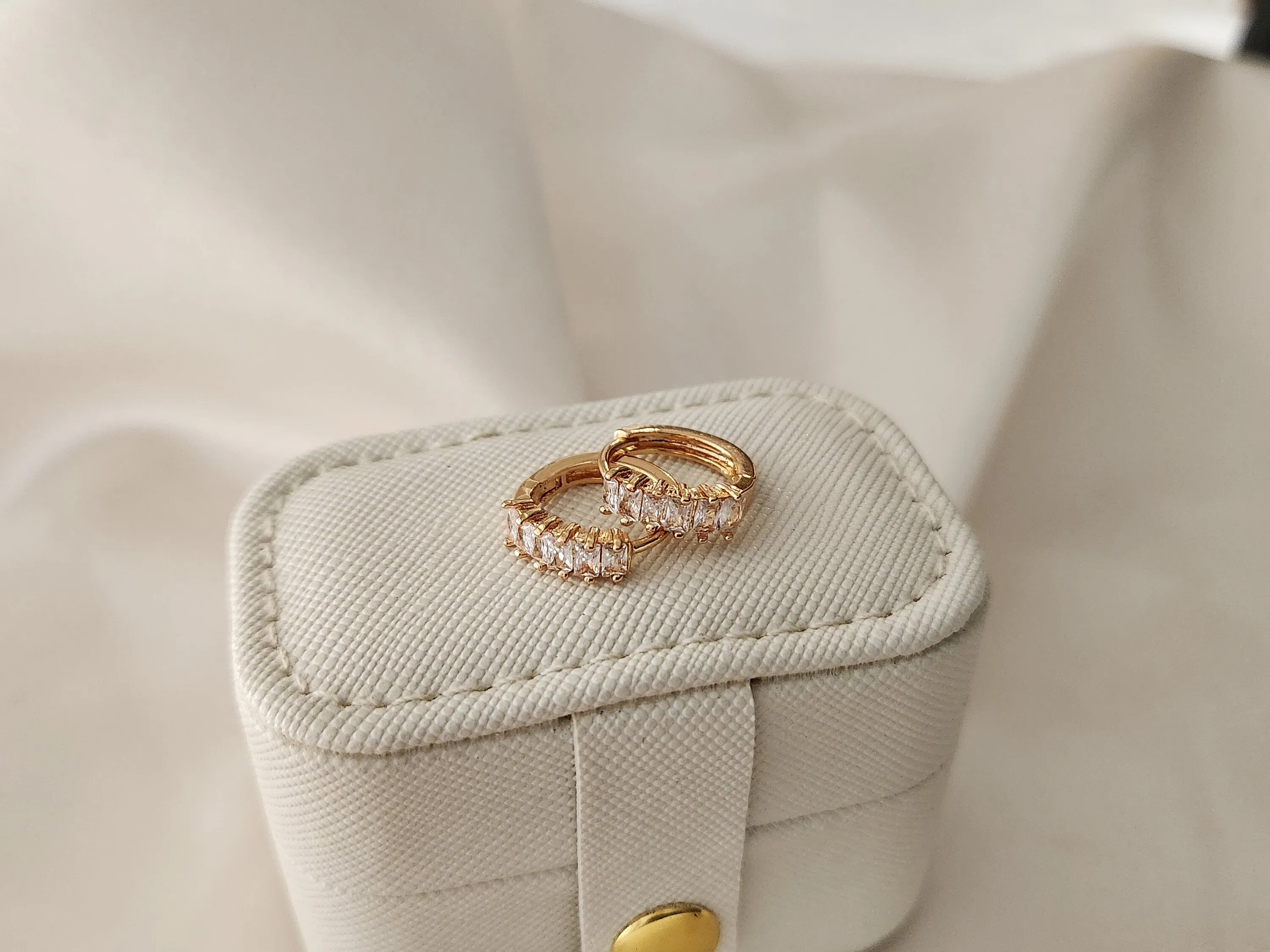 Silver Hoop CZ  Earrings ,Gold Filled Diamond Minimalist Jewelry, Birthday Gift.