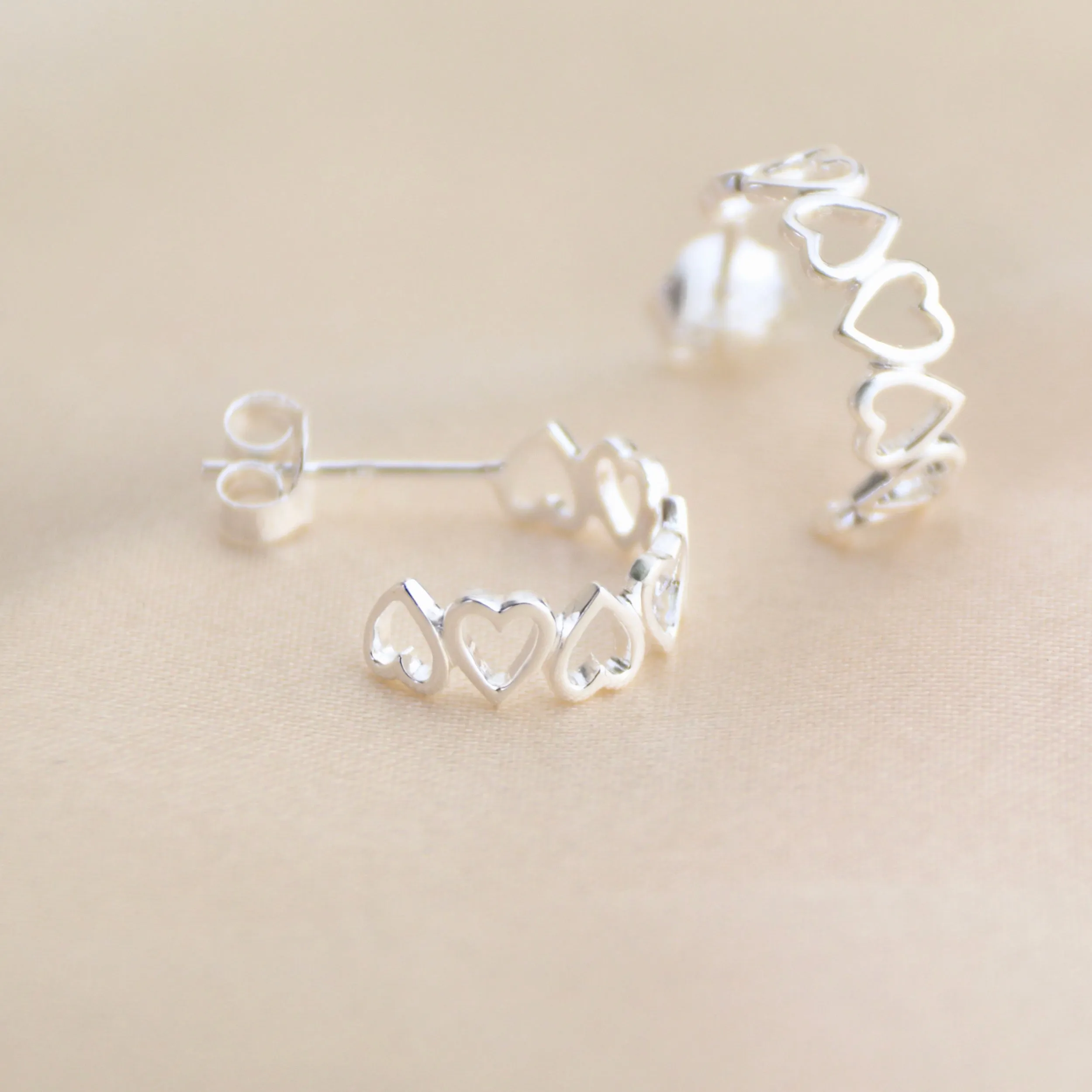 Silver Open Heart Hoop Earrings