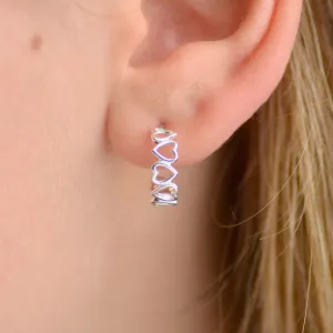 Silver Open Heart Hoop Earrings