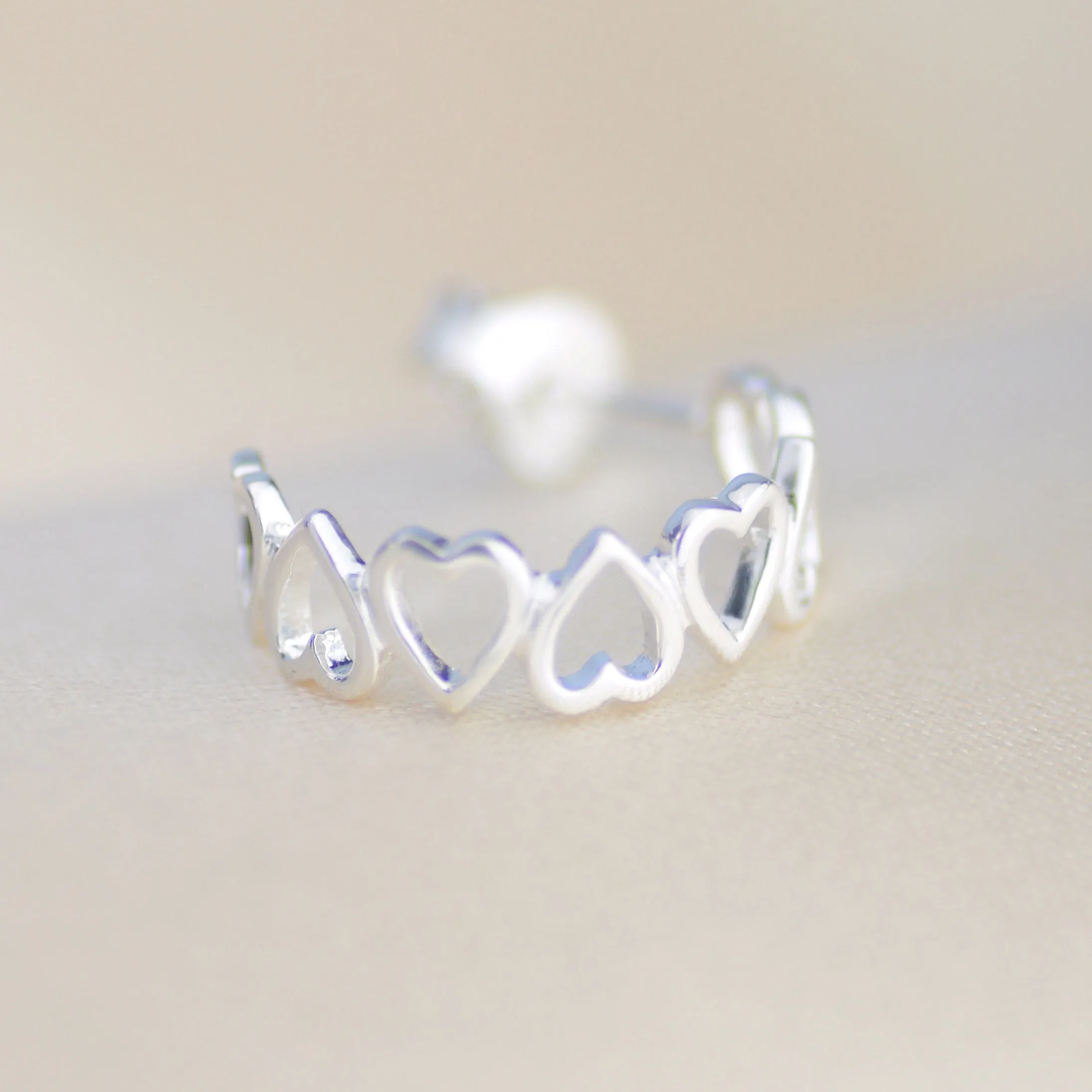 Silver Open Heart Hoop Earrings