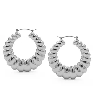 SILVER ROUND HOOP EARRINGS#HNE90619SL(SA11/LD14)