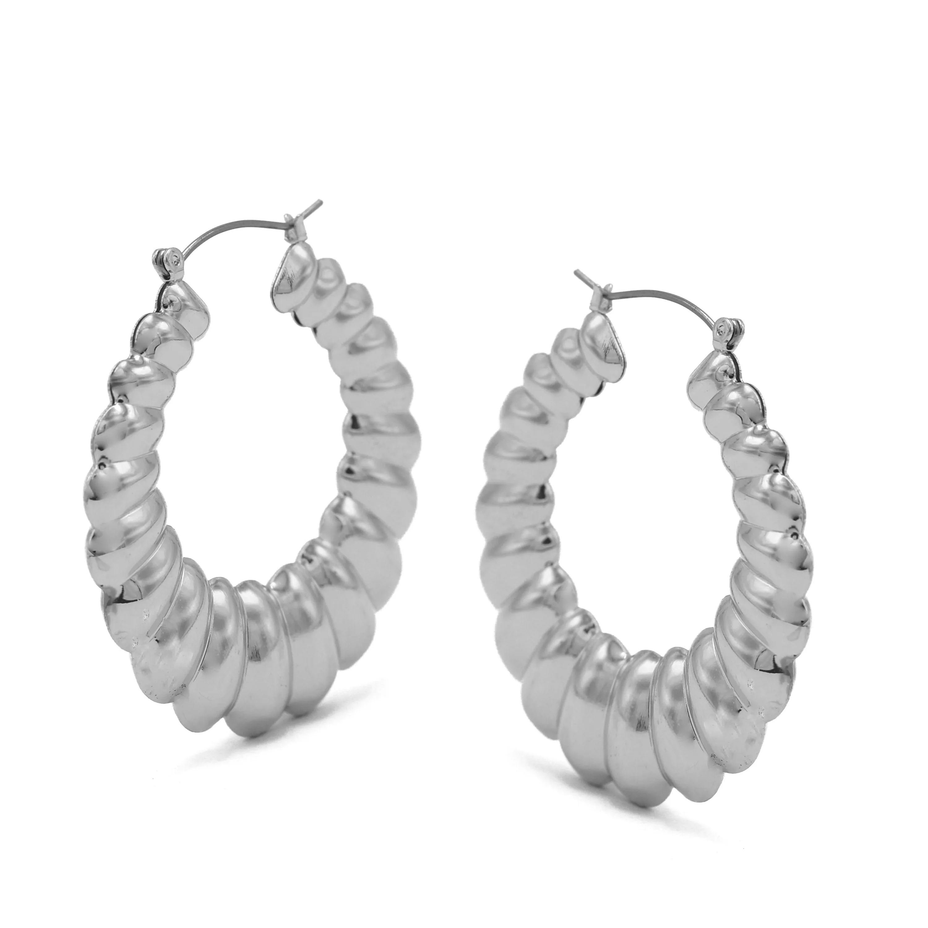 SILVER ROUND HOOP EARRINGS#HNE90619SL(SA11/LD14)