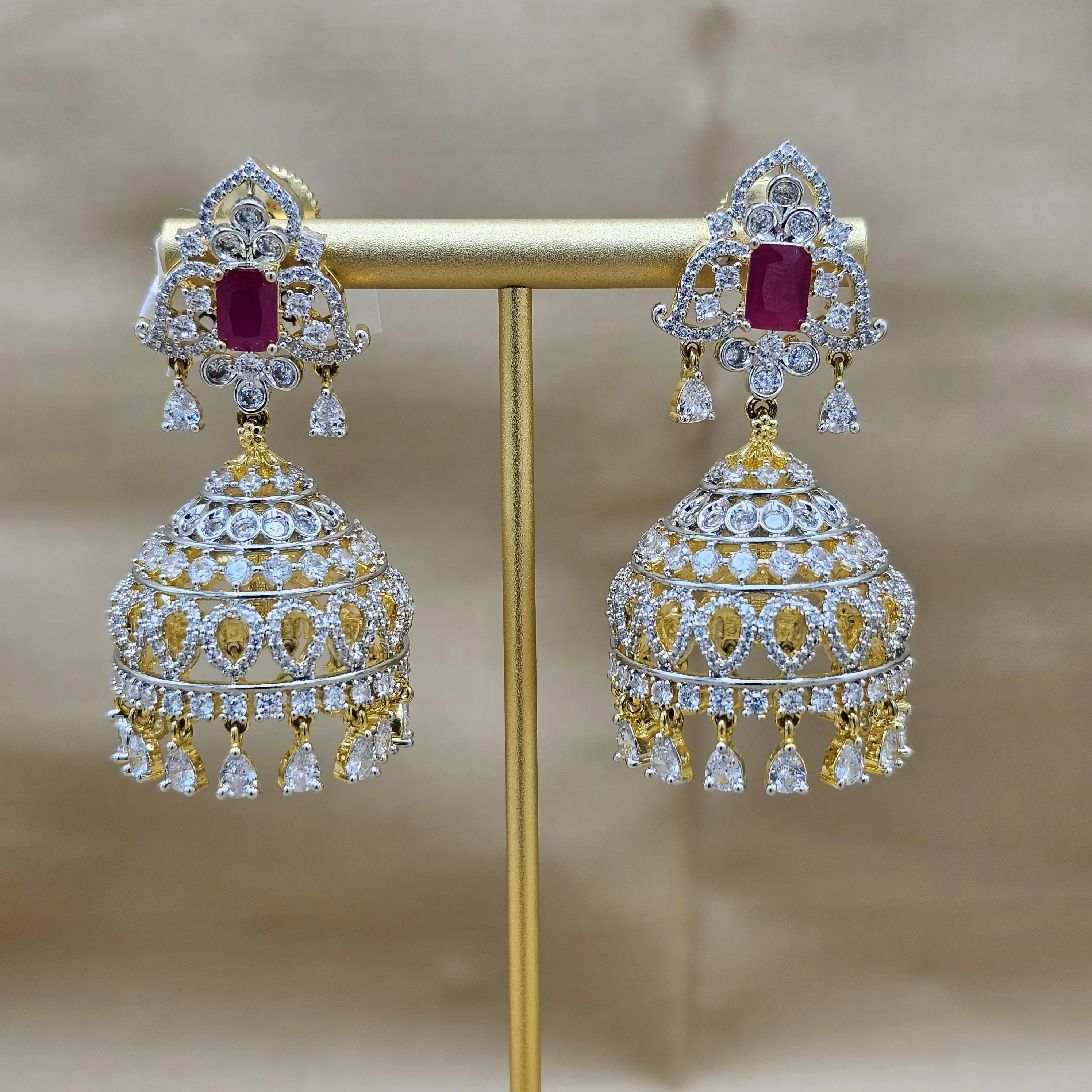 Silver Ruby Jhumka