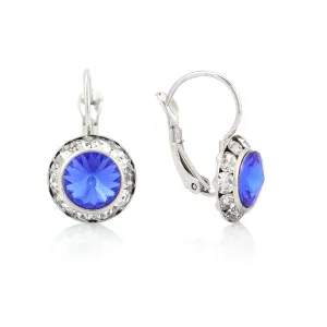 SILVER-TONE BLUE CRYSTAL EARRINGS  #MWE-39SS-18 (OG5/R-OH18)