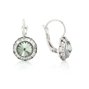 SILVER-TONE OLIVE CRYSTAL EARRINGS  #MWE-39SS-15 (OG4)