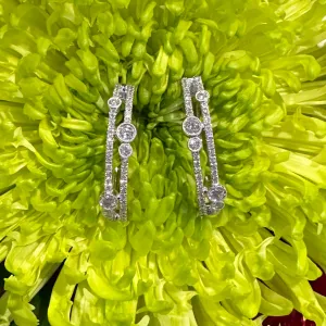 Simon G Diamond Hoop 18K White Gold Earrings LE4663