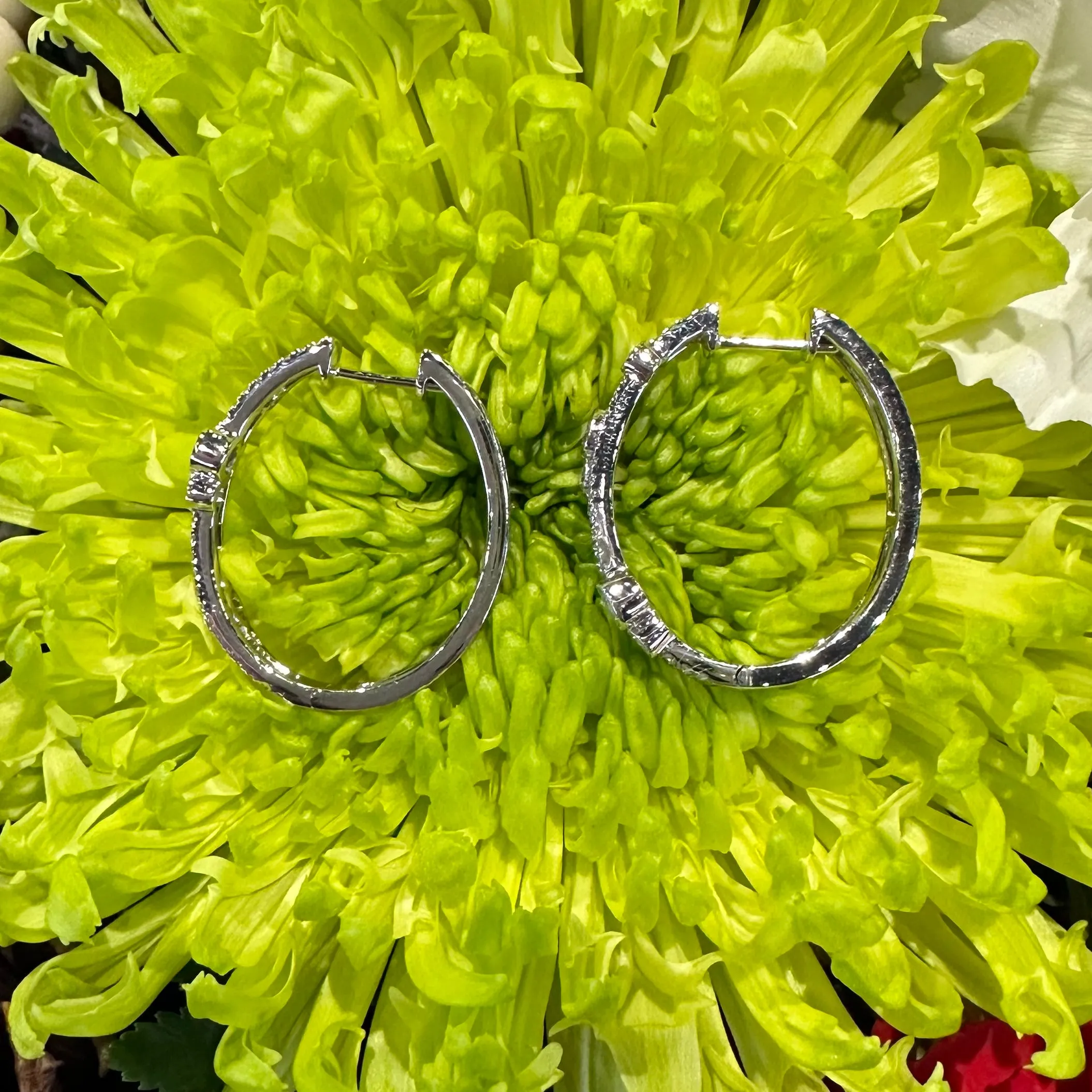 Simon G Diamond Hoop 18K White Gold Earrings LE4663