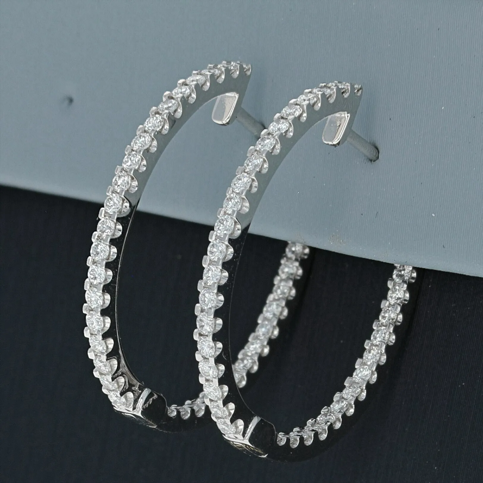 Simon G Diamond Hoop Inside-Out Earrings in 18K White Gold ME1404