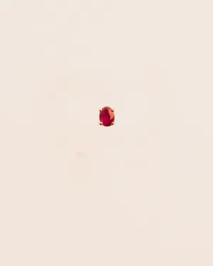 Single stud earring with ruby in 18 ct. gold
