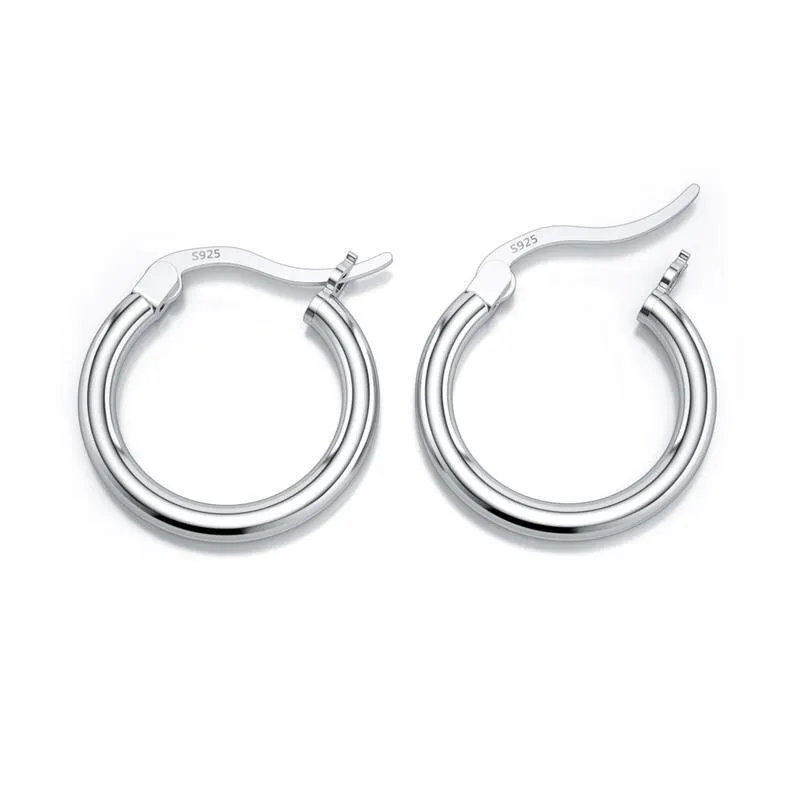 Small Elegant Hoop Earrings 925 Sterling Silver Nice Circle Round Huggie Hoop Earrings Luxury For Women Men Fashion