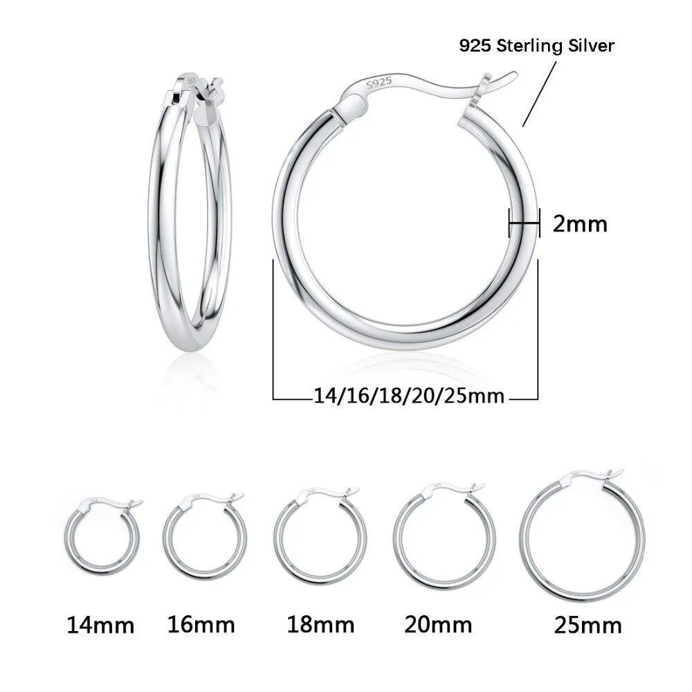 Small Elegant Hoop Earrings 925 Sterling Silver Nice Circle Round Huggie Hoop Earrings Luxury For Women Men Fashion