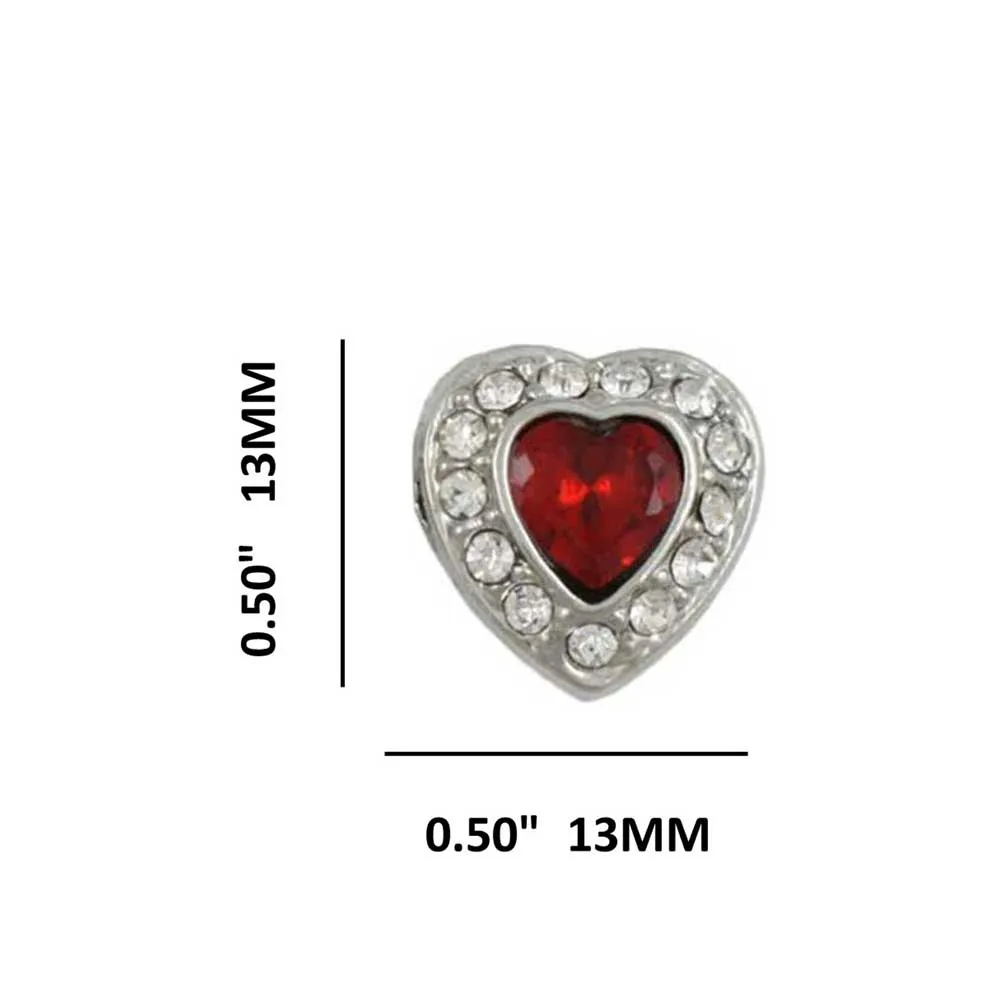 Small Red Crystal Heart with Clear Crystals Pierced Earring - DRSN523E
