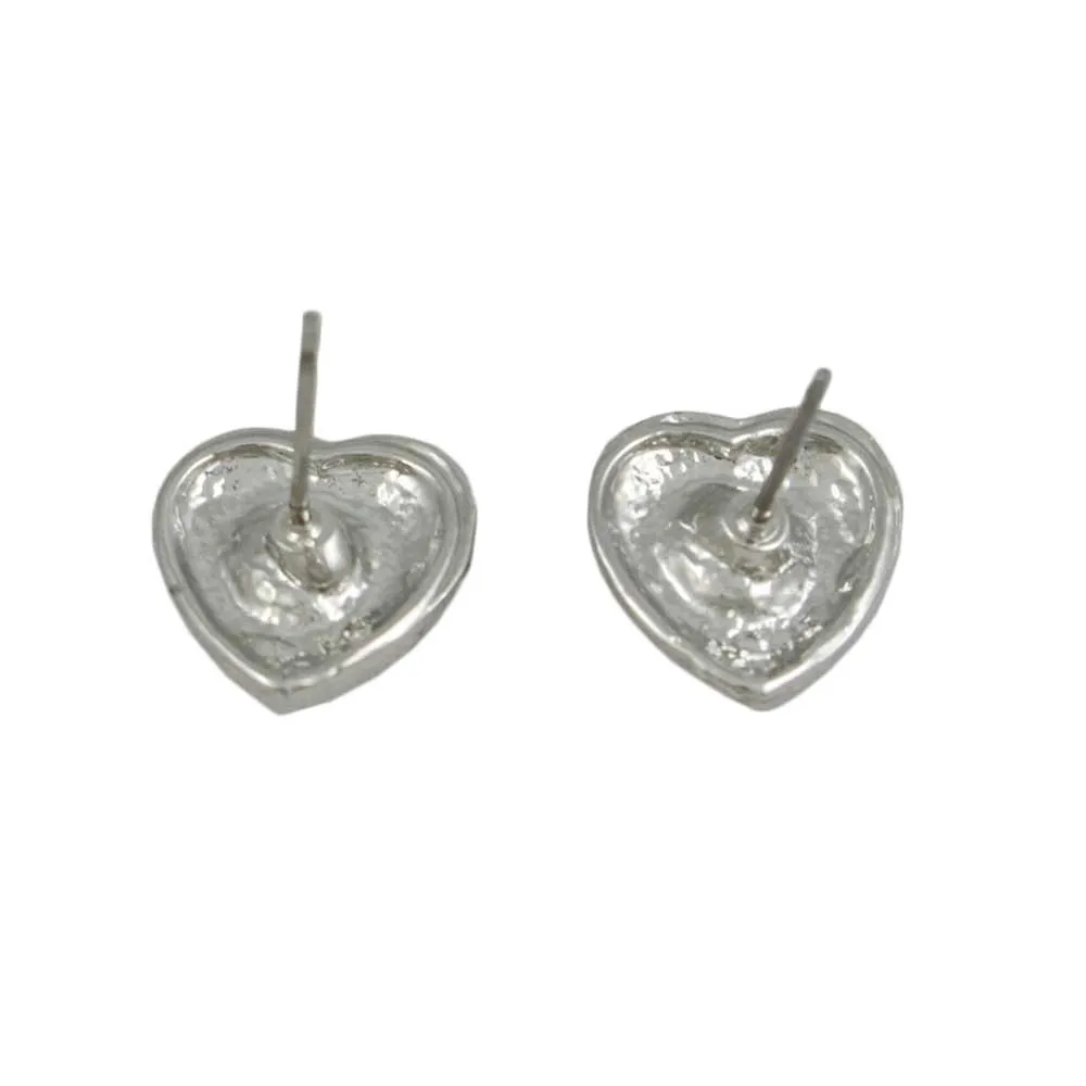 Small Red Crystal Heart with Clear Crystals Pierced Earring - DRSN523E