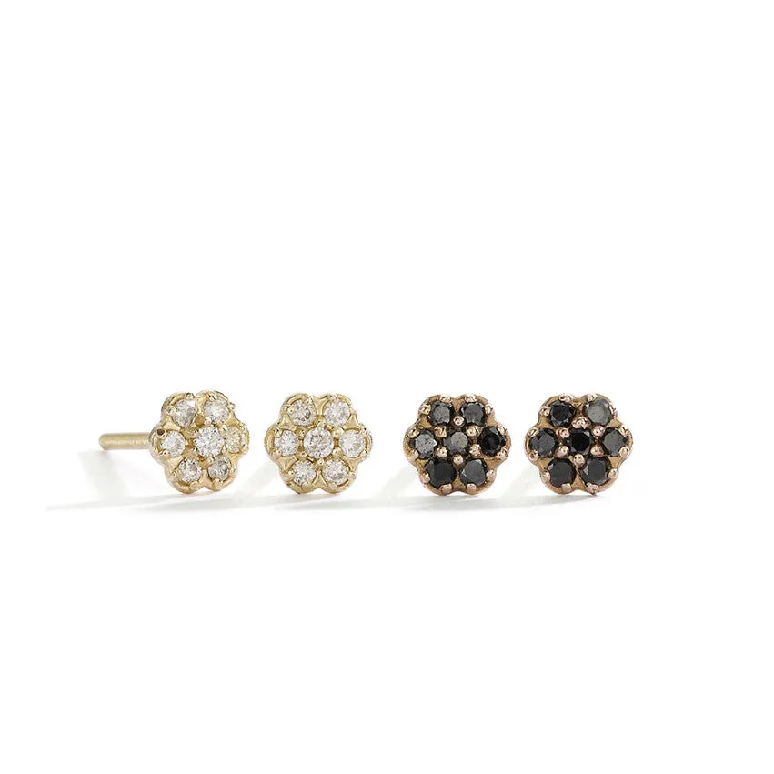 small rosette black diamond studs