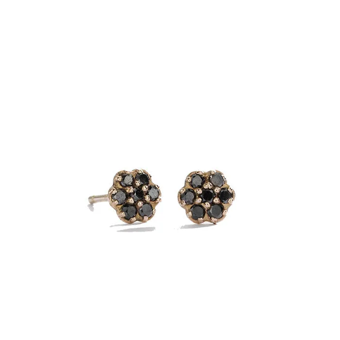 small rosette black diamond studs