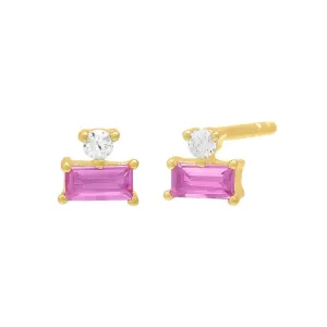 Solitaire x Baguette CZ Stud Earring