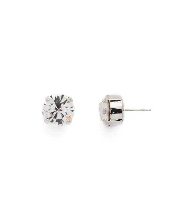 Sorrelli Round Stud Earrings Palladium Crystal