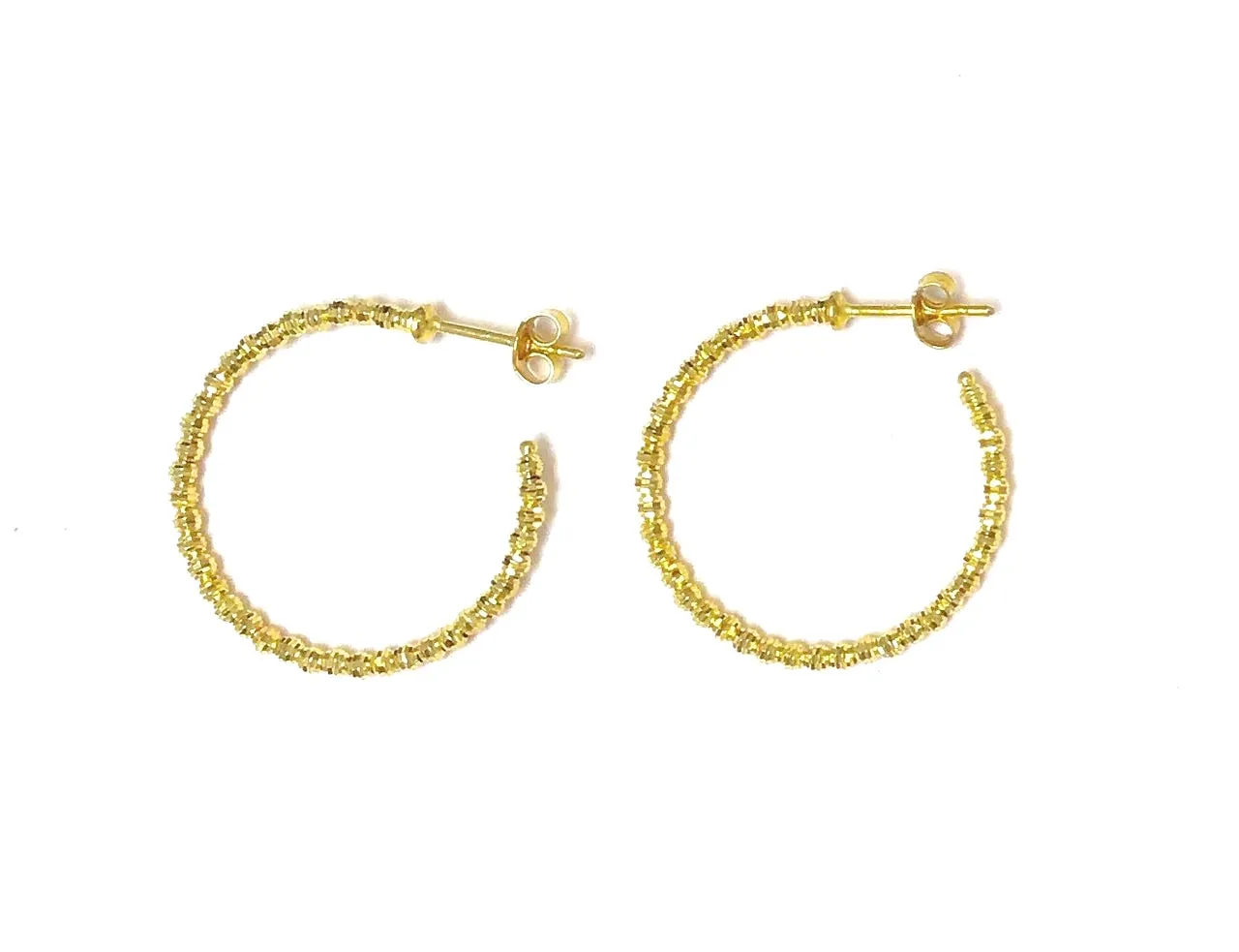 Sparkle Gold Faceted Hoops