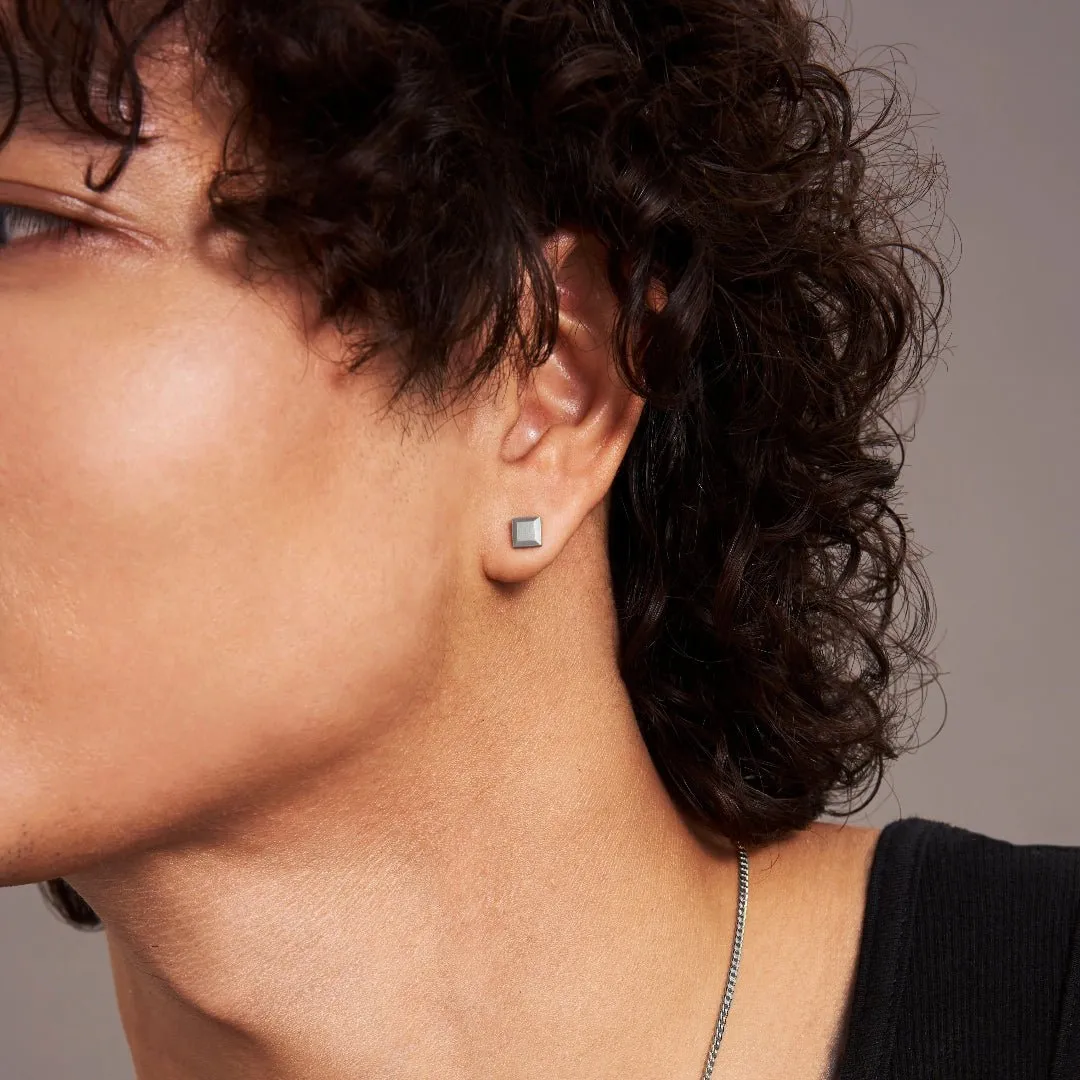 Square Bullion Stud Earrings