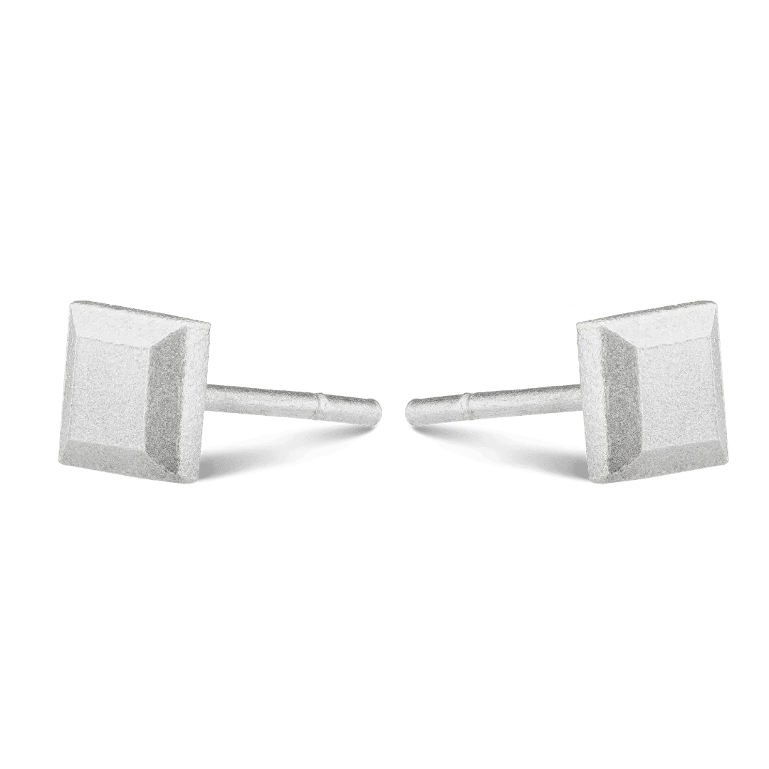Square Bullion Stud Earrings