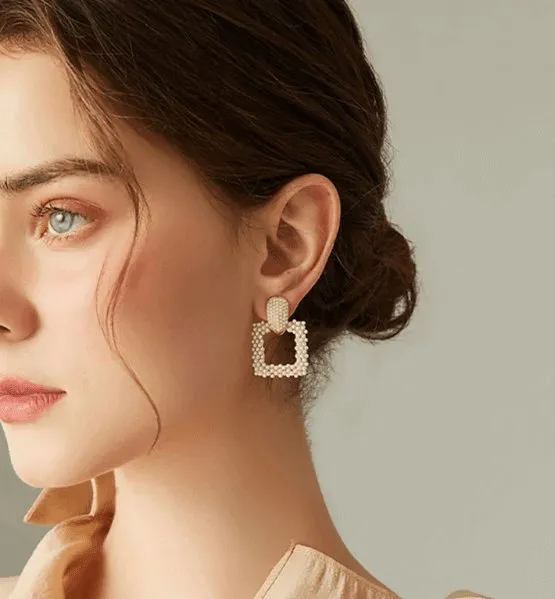 Square Pearl Earrings