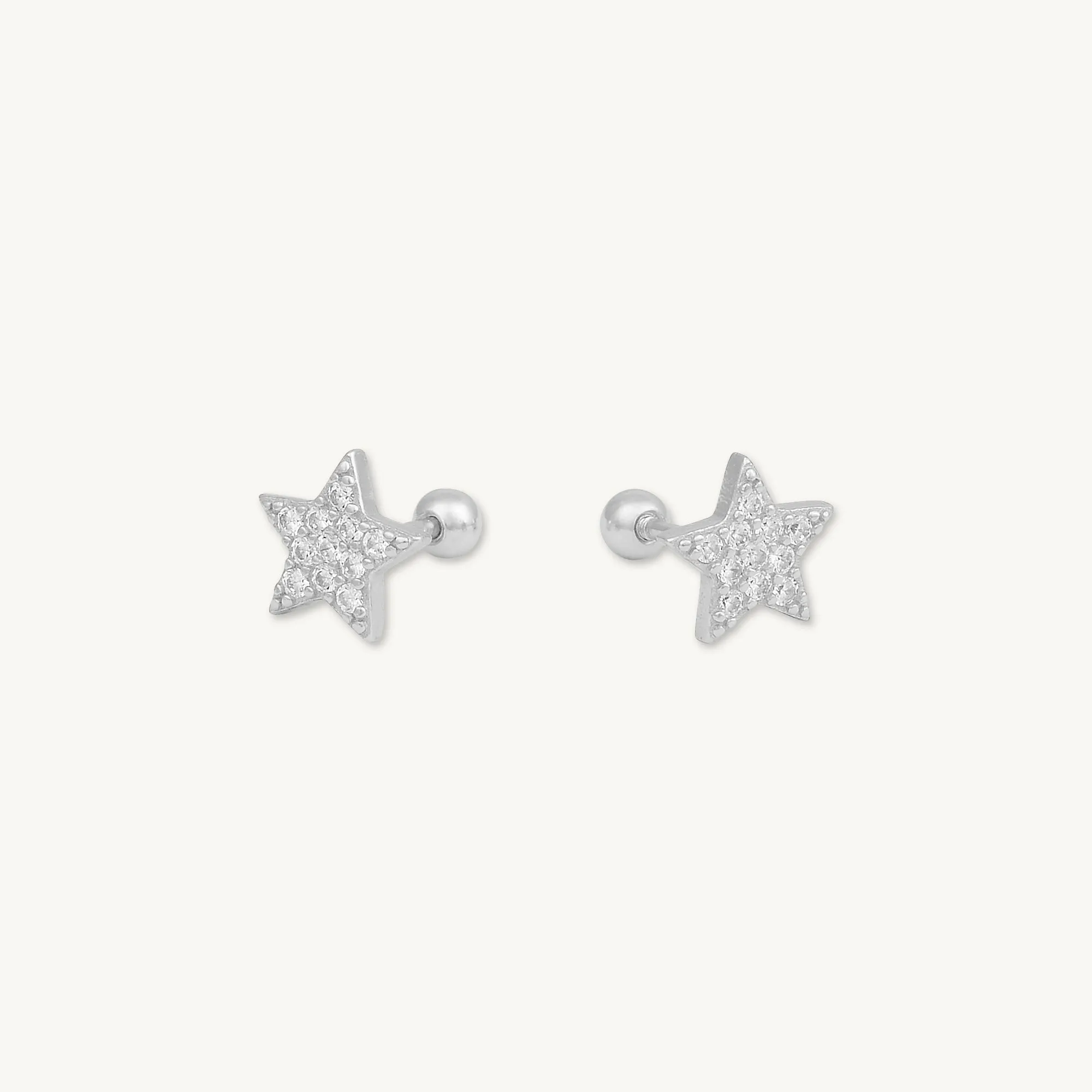 Star Sapphire Barbell Stud Cartilage Earrings