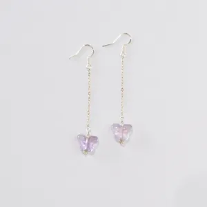 Sterling Chain & Amethyst Butterfly Earrings - Featherhead Studio