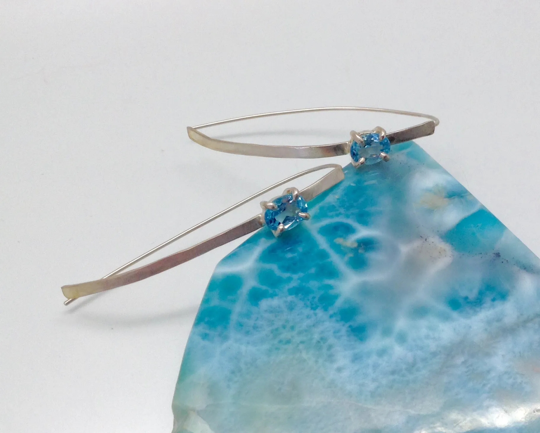 Sterling Hoops With Gemstone