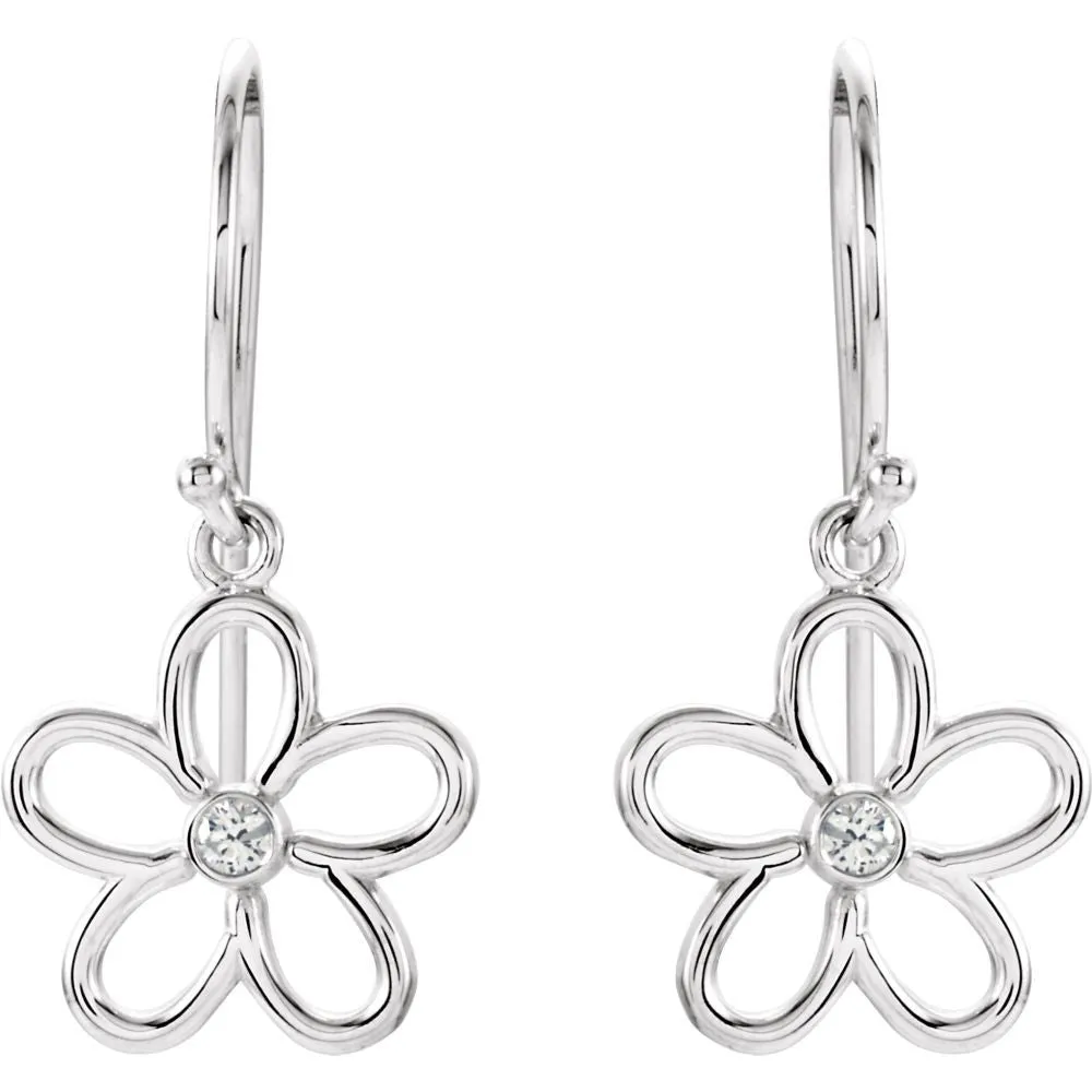 Sterling Silver .06 CTW Diamond Flower Earrings