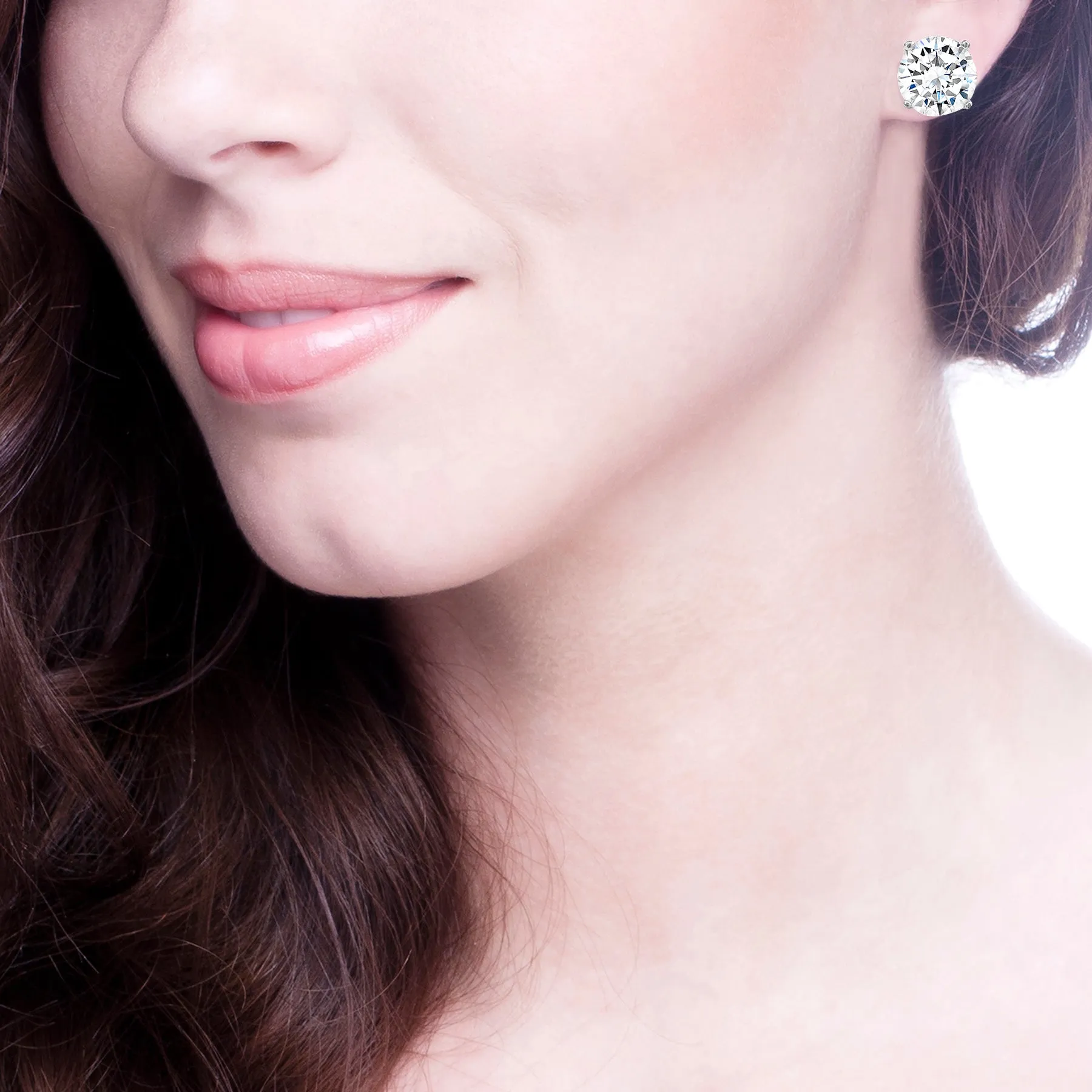 Sterling Silver 3 Carat 4 Prong Solitaire Studs