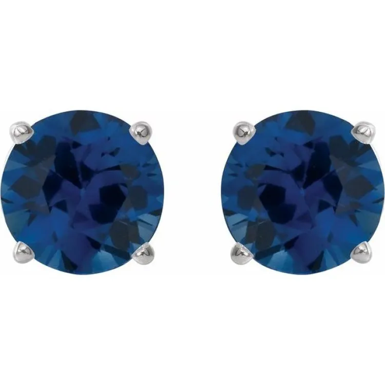 Sterling Silver 6 mm Lab-Grown Blue Sapphire Stud Earrings