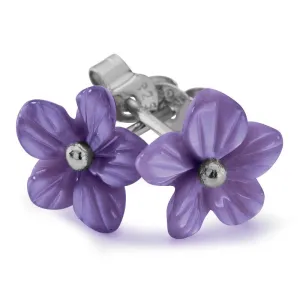 Sterling Silver Amethyst Tuberose 10mm Pansy Stud Earrings