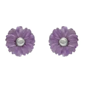 Sterling Silver Amethyst Tuberose 6mm Daisy Stud Earrings