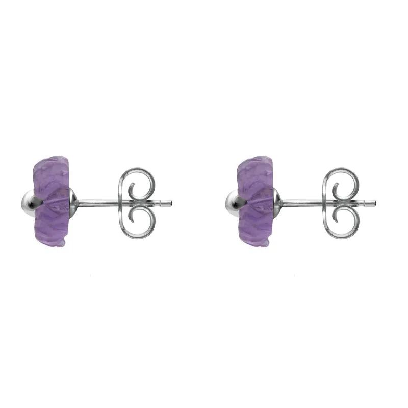 Sterling Silver Amethyst Tuberose 6mm Daisy Stud Earrings