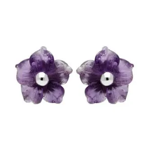 Sterling Silver Amethyst Tuberose 8mm Carnation Stud Earrings