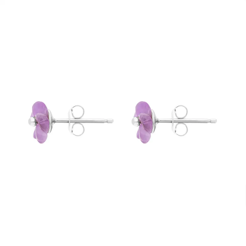 Sterling Silver Amethyst Tuberose 8mm Gypsophilia Stud Earrings