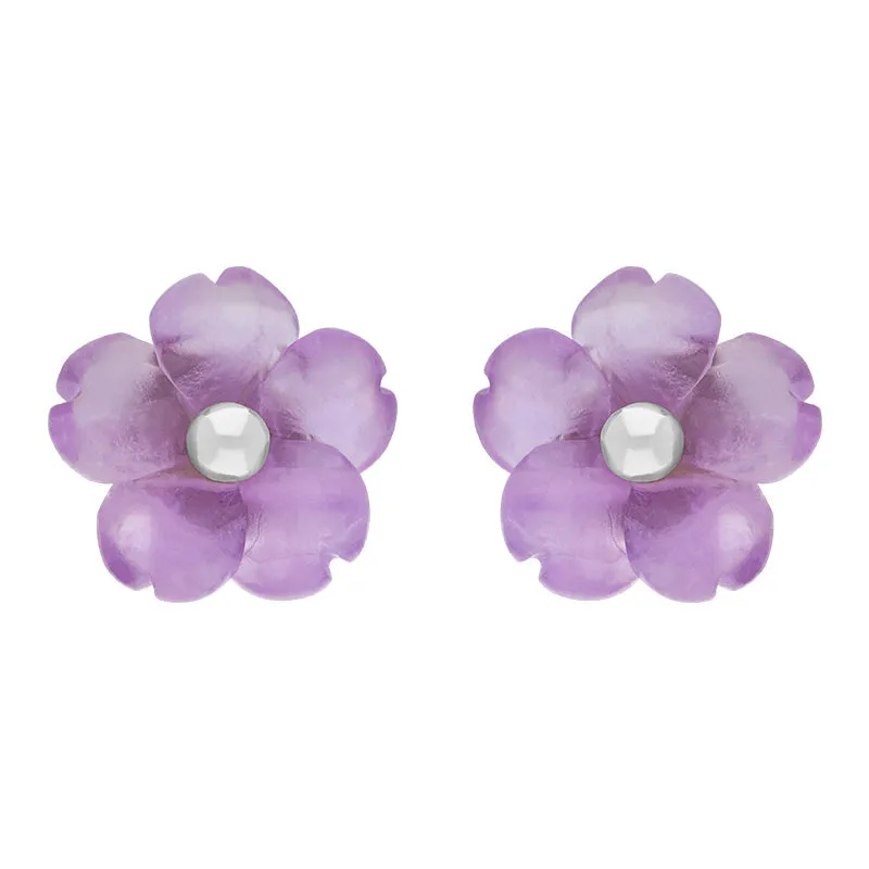 Sterling Silver Amethyst Tuberose 8mm Gypsophilia Stud Earrings