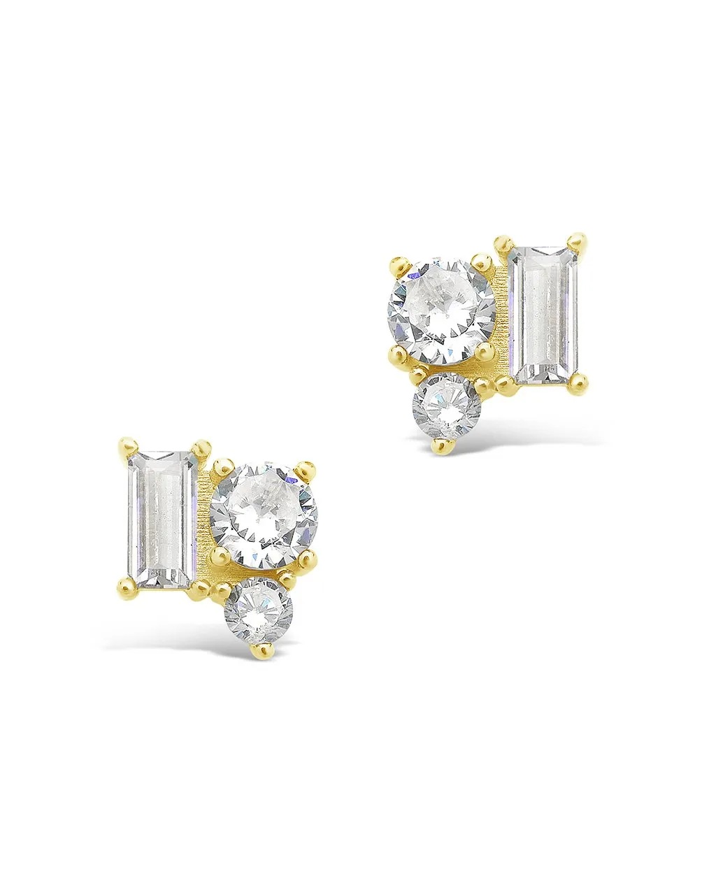 Sterling Silver CZ Cluster Studs