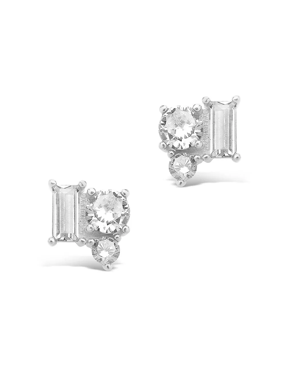 Sterling Silver CZ Cluster Studs