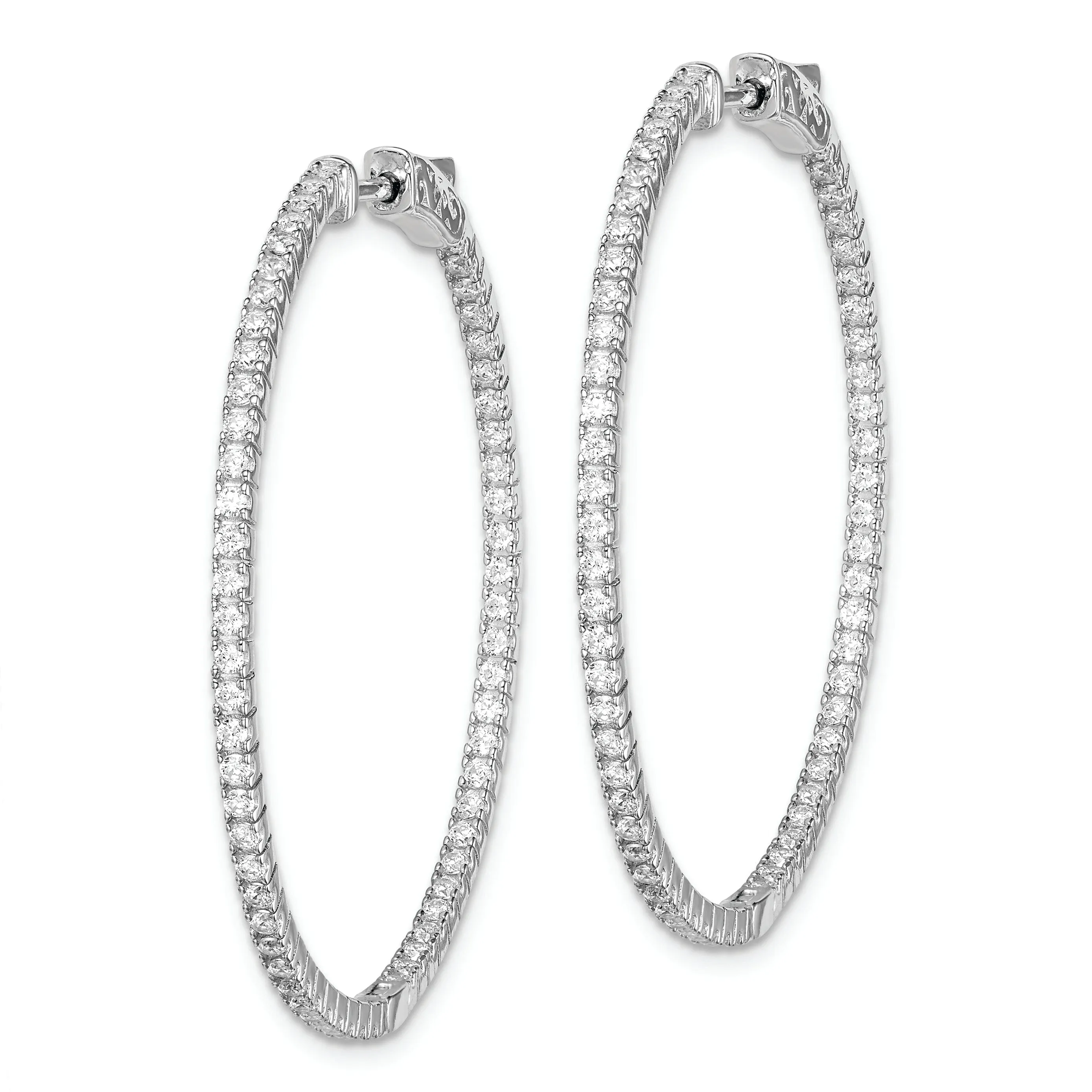 Sterling Silver CZ Hoop Earrings